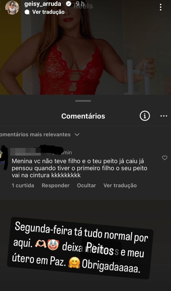 Geisy Arruda rebate crítica na web — Foto: Reprodução/Instagram
