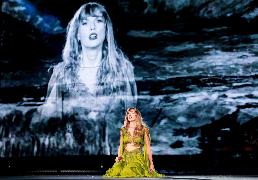 Taylor Swift durante show da 'The Eras Tour' no Rio de Janeiro — Foto: Buda Mendes/TAS23/Getty Images for TAS Rights Management