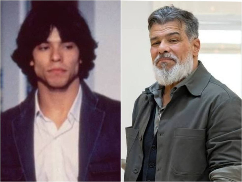 Maurício Mattar como João Ligeiro em 'Roque Santeiro' (Globo, 1985) e com visual atual — Foto: Divulgação/TV Globo