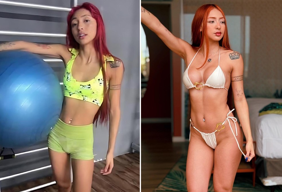 Antes e depois do corpo de Ruivinha de Marte — Foto: Reprodução/Instagram