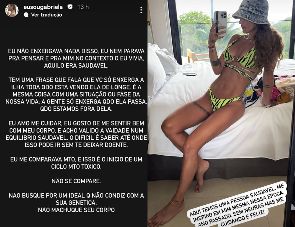 Gabriela Pugliesi se arrepende de corpo magérrimo — Foto: Reprodução/Instagram