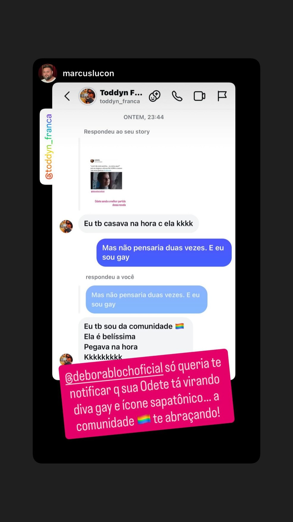 Debora Bloch compartilha sucesso da Odete Roitman como ícone da comunidade LGBTQIA+ — Foto: Reprodução/ Instagram
