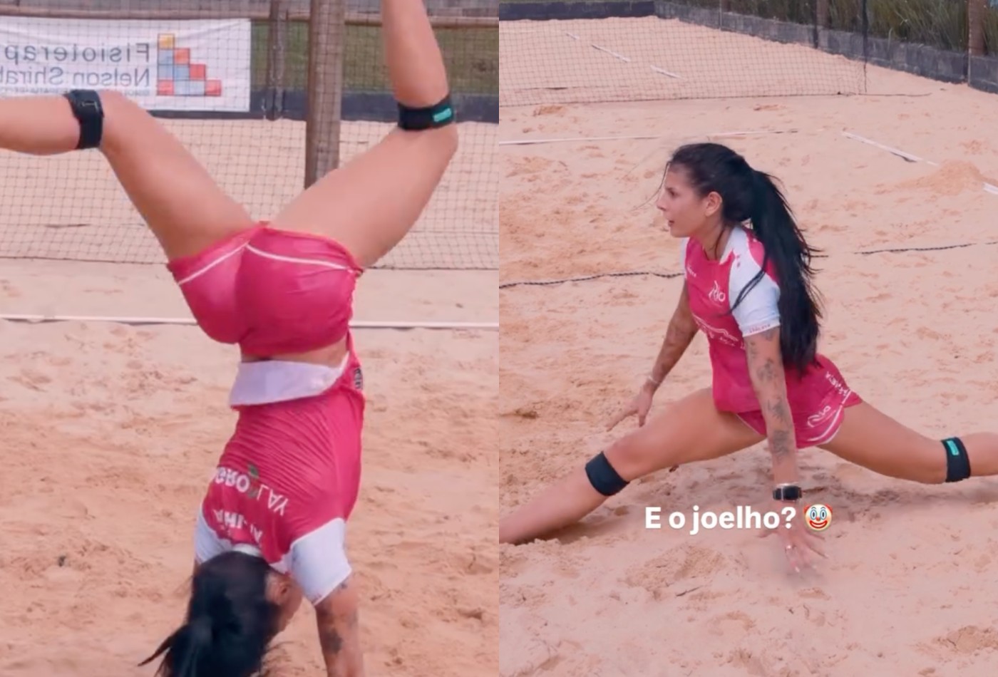 Ginasta? Ana Castela surpreende ao dar mortal e espacate durante futevôlei; vídeo!