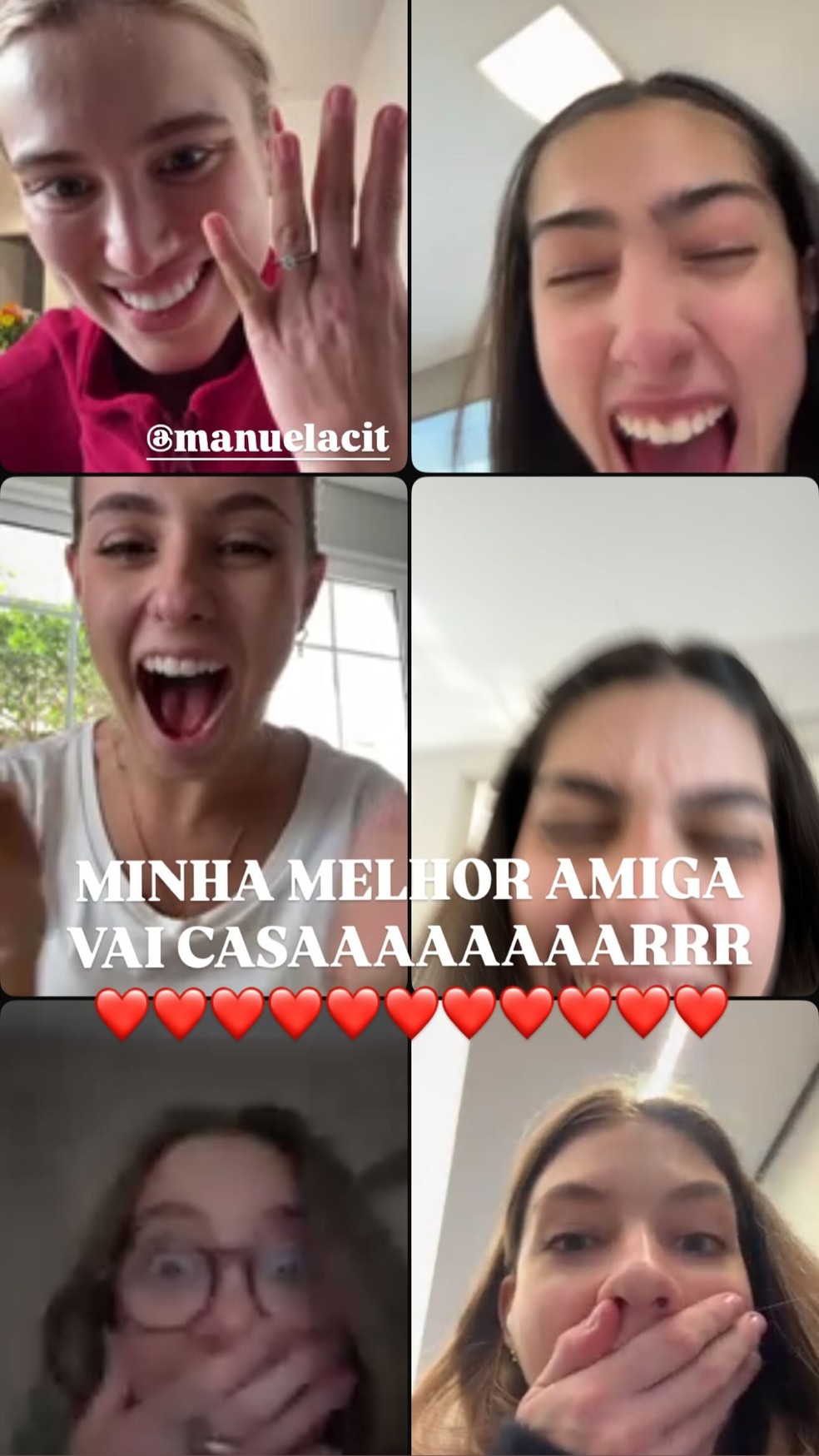 Manu Cit conta à família e amigos que foi pedida em casamento — Foto: Reprodução/Instagram