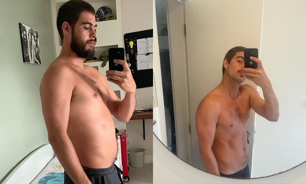 Antes e depois de Rafael Vitti — Foto: Reprodução/Instagram