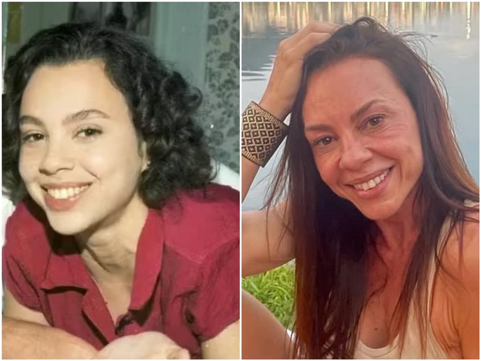 Antes e depois: Carla Marins, como Joyce, em 'História de Amor' (Globo, 1995) e com visual atual — Foto: TV Globo e Reprodução/Instagram