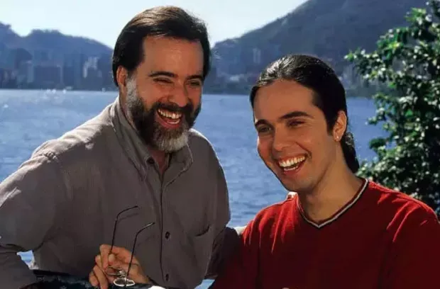 Tony Ramos e Flávio Silvino interpretaram Miguel e Paulo, pai e filho, em Laços de Família