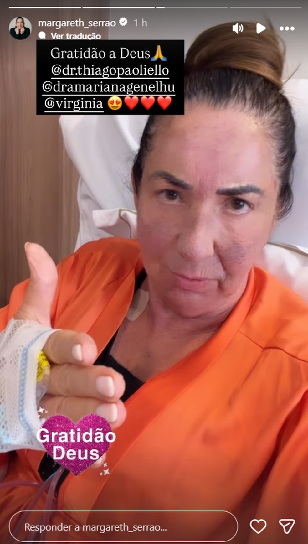 Margareth Serrão faz cirurgia — Foto: Reprodução/Instagram