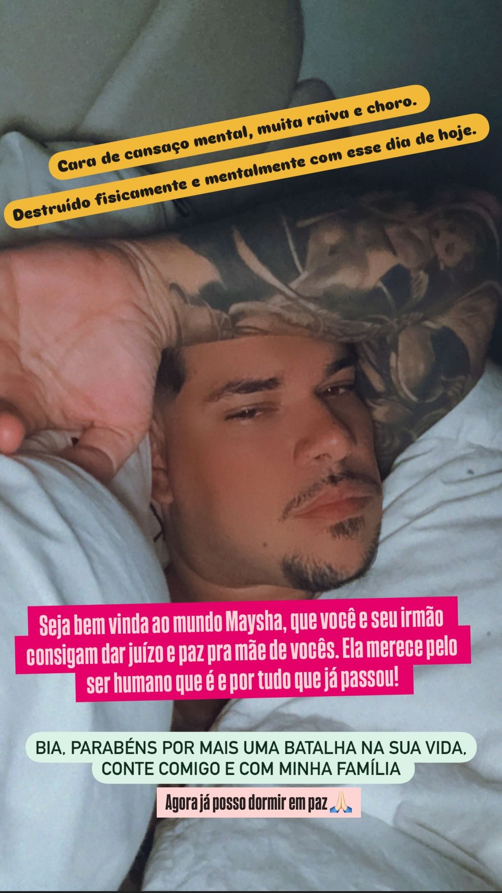 Buarque parabeniza a ex-namorada Bia Miranda pelo nascimento de Maysha, filha dela com Gato Preto — Foto: Reprodução/Instagram