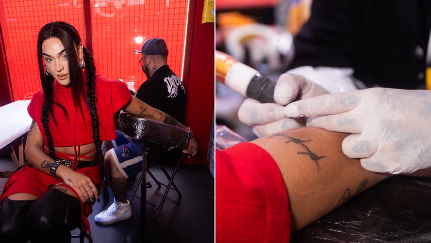Pabllo Vittar faz tatuagem no The Town