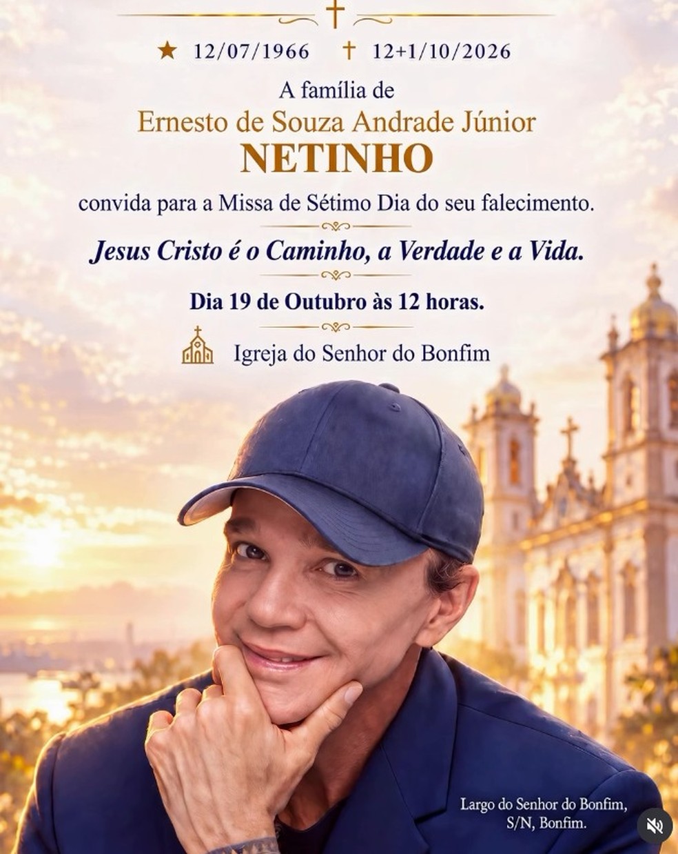 Missa de Sétimo dia de Netinho — Foto: Reprodução/Instagram
