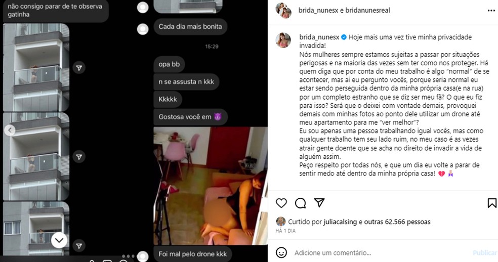 Brida Nunes, musa do OnlyFans, acusa fã de persegui-la — Foto: Instagram
