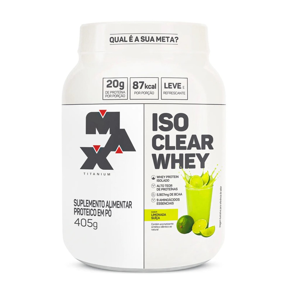 Iso Clear Whey Água de Coco com Maçã Verde, Max Titanium — Foto: Divulgação