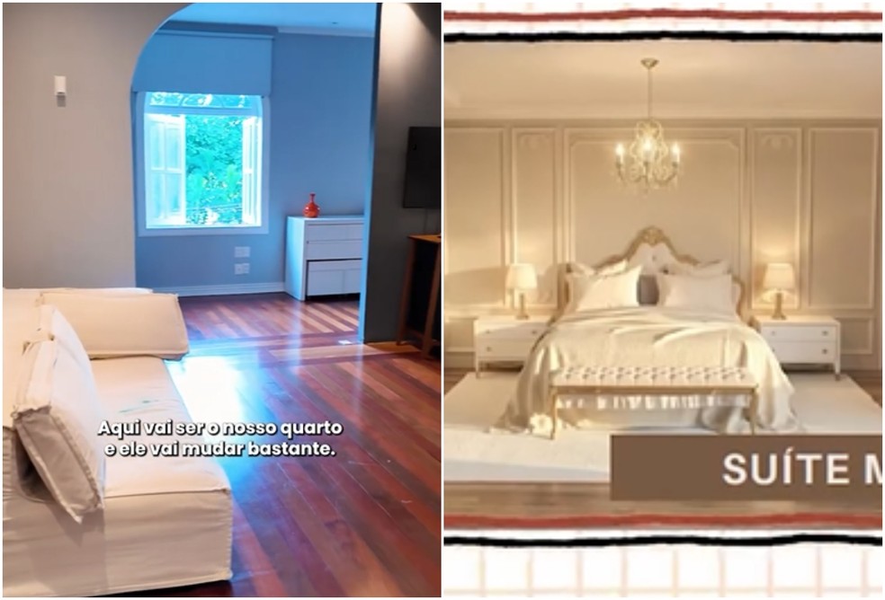 Quarto da nova mansão de Larissa Manoela e André Luiz Frambach  — Foto: Reprodução/Instagram