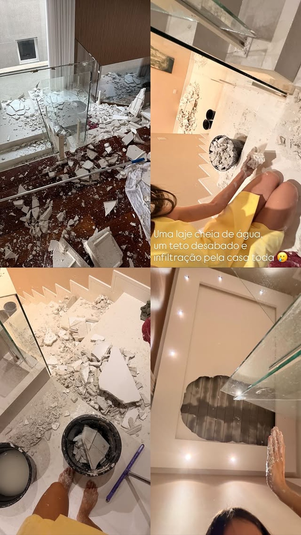 Amanda Kimberlly mostra estragos em casa após teto desabar — Foto: Reprodução/Instagram
