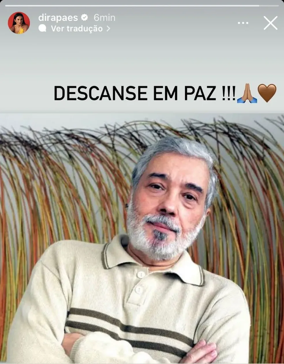 Dira Paes lamenta a morte de Pedro Paulo Rangel — Foto: Reprodução / Instagram