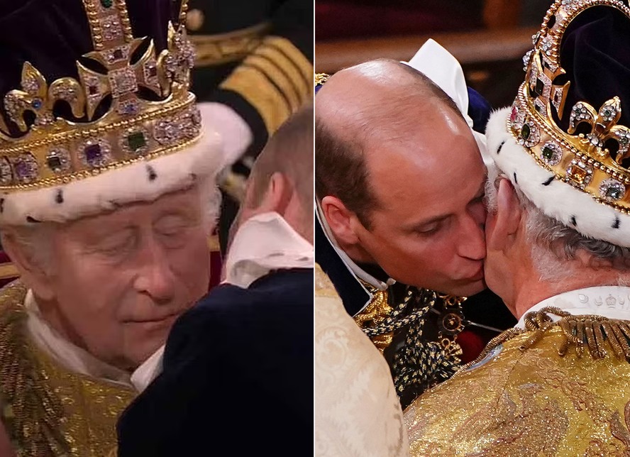 Rei Charles se emociona após receber beijo do filho mais velho, William