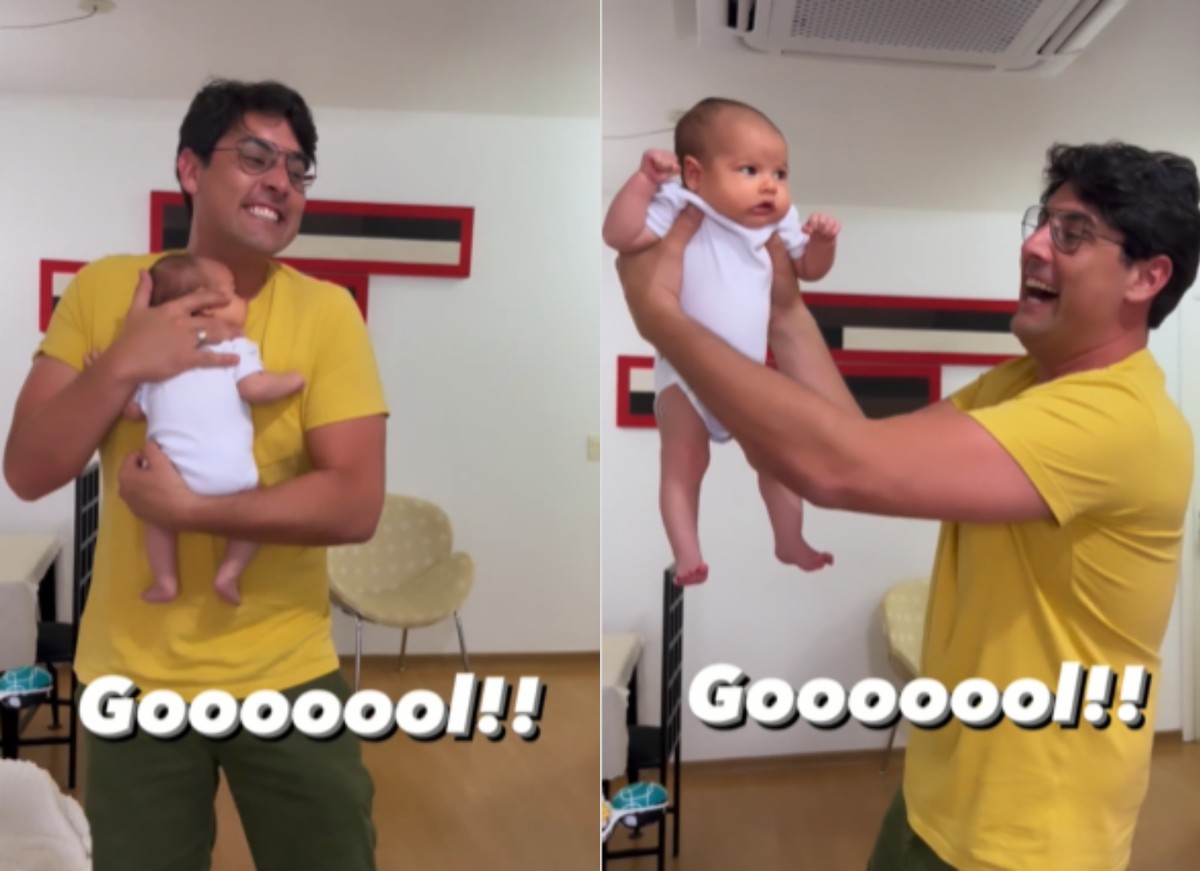Bruno de Luca comemora gol do Brasil em silêncio com a filha: “É