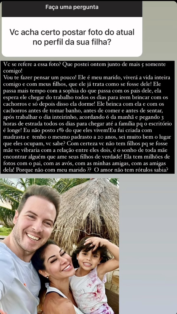 Maíra Cardi rebate seguidora sobre relação de filha com Primo Rico ...