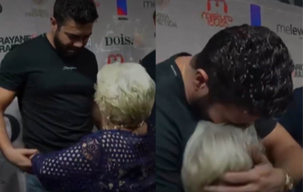Idosa surpreende Henrique, dupla com Juliano, ao entrar no camarim e fazer declaração inusitada — Foto: Reprodução/TikTok