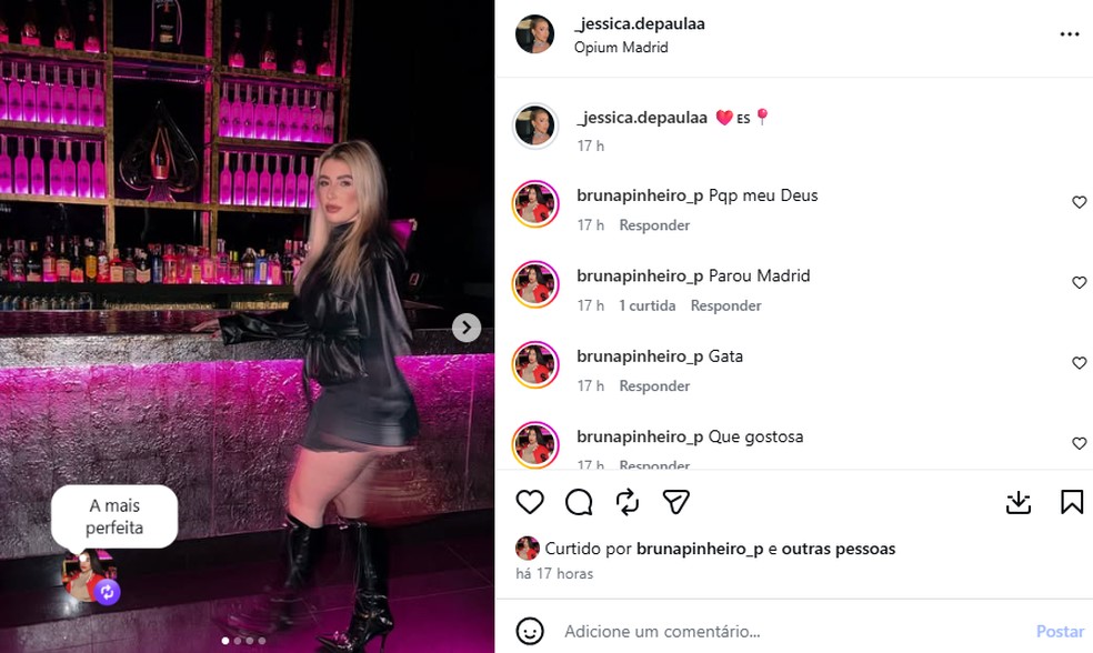 Jessica de Paula, suposta piv&ocirc; de separa&ccedil;&atilde;o entre Virginia e Vini Jr. &mdash; Foto: Reprodu&ccedil;&atilde;o/Instagram