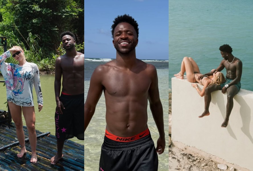 Vini Jr. exibe novo visual, corpo definido e momentos românticos com Virginia Fonseca em álbum na Jamaica