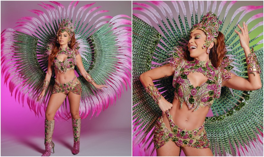 Anitta faz homenagem  Mangueira em look para o Bloco das Poderosas