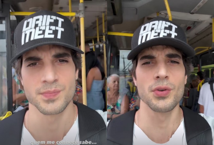 Fiuk surge em &ocirc;nibus lotado e brinca: 'Quem me conhece, sabe'