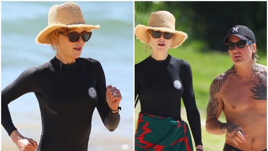 Nicole Kidman mostra pernas torneadas em dia de praia com o marido em Sydney