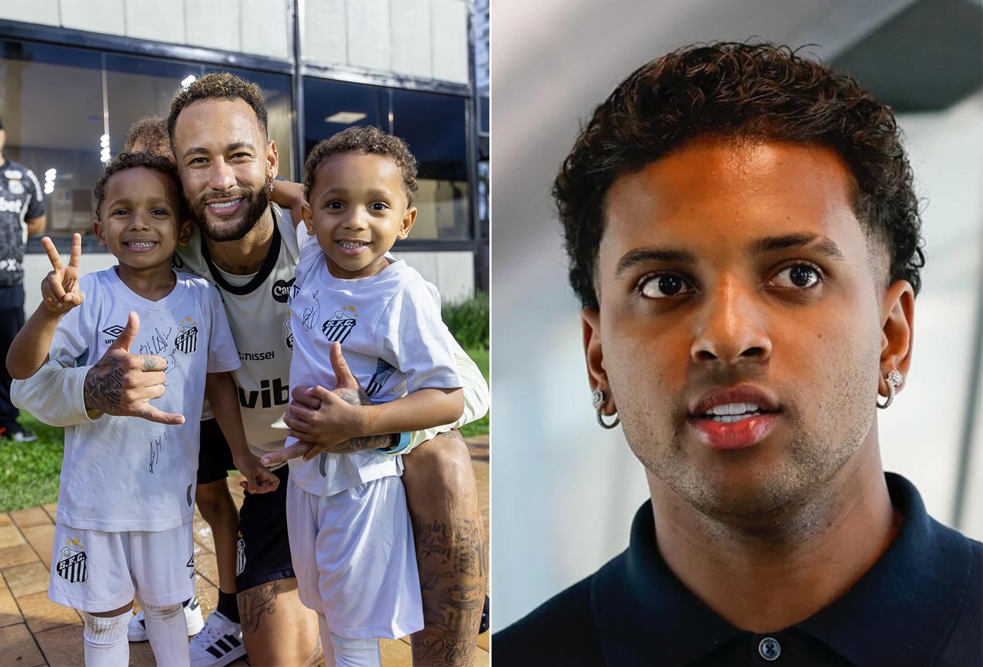 Gêmeos de Rodrygo posam com Neymar: 