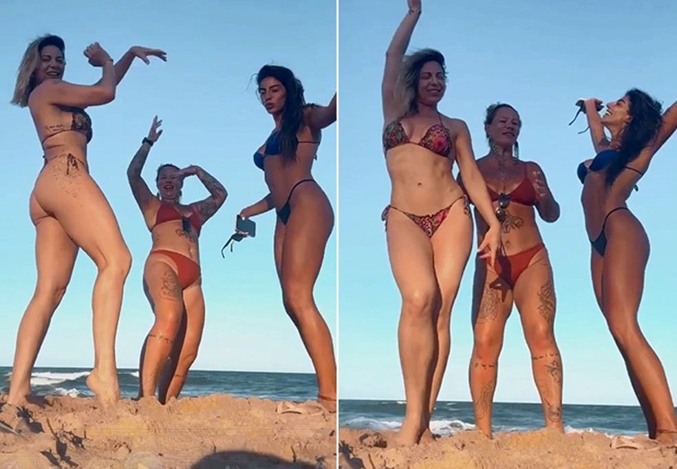 Sheila Mello dança com amigas em dia de praia — Foto: Reprodução/Instagram