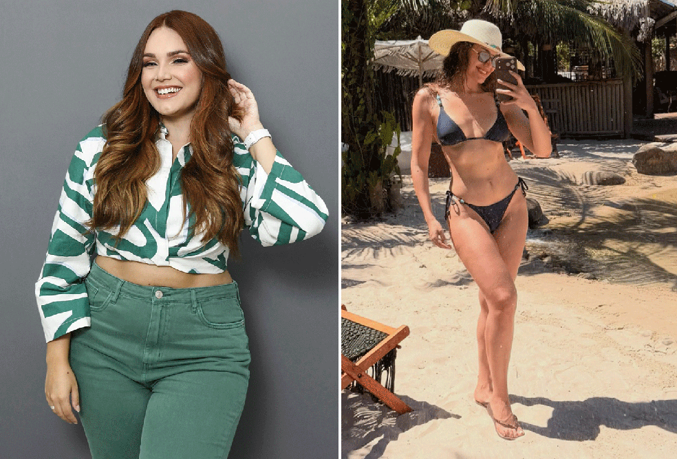Letícia Gomes antes e depois de perder 23 quilos — Foto: Acervo pessoal