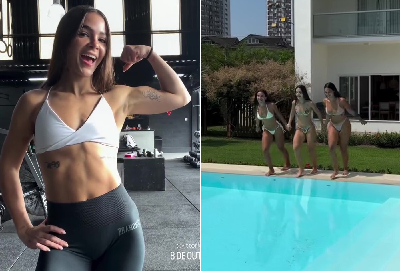 Mel Maia curte piscina e mostra músculos na academia: 'Treinar pra não endoidar'