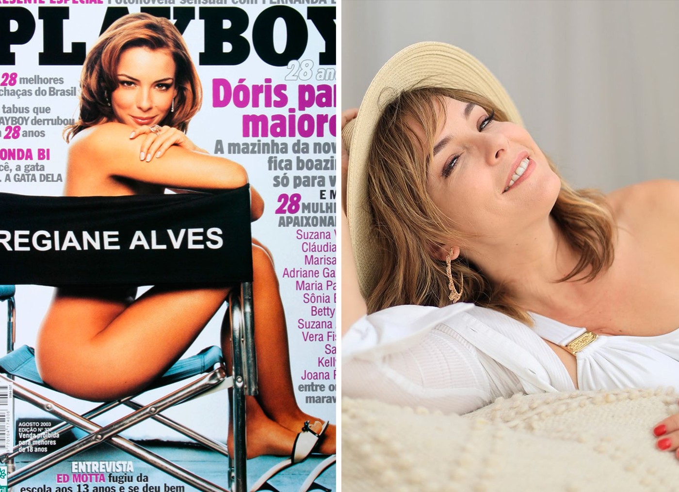 Regiane Alves quando capa da 'Playboy', e atualmente — Foto: Divulgação/Playboy e Reprodução/Instagram