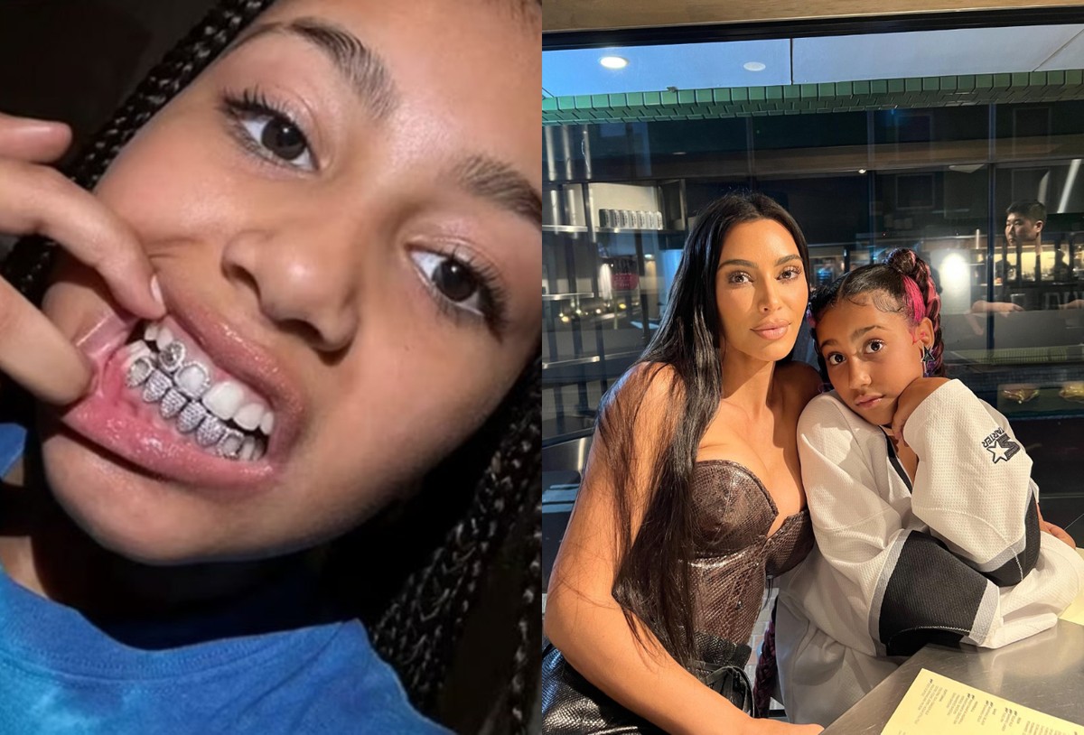 Aos 10 anos, filha de Kanye West e Kim Kardashian coloca joia de ...