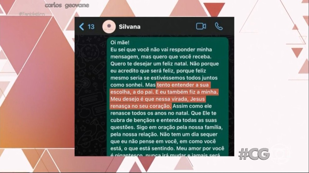 Troca de mensagens entre Larissa Manoela e sua mãe — Foto: Reprodução/Fantástico