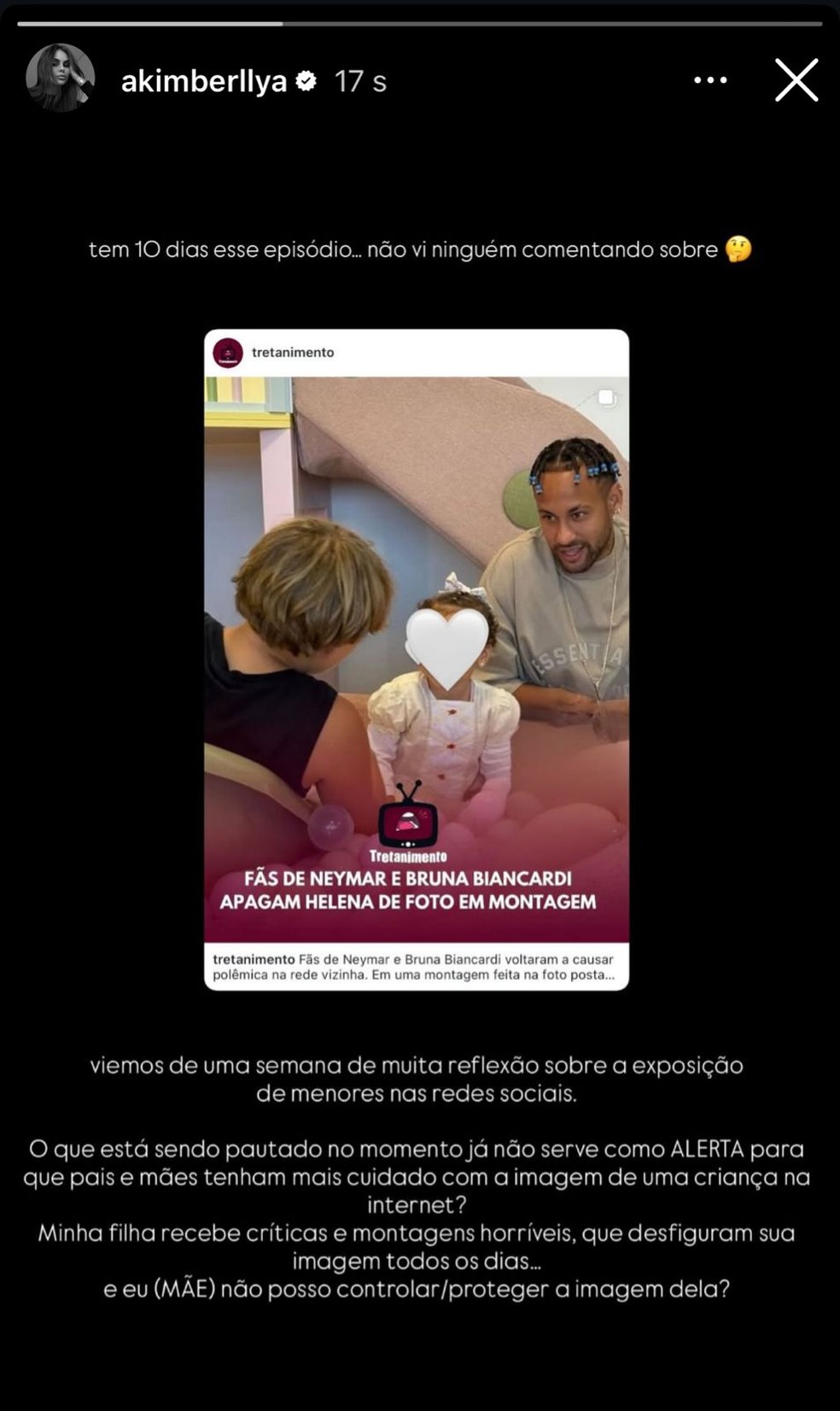 Story de Amanda Kimberlly — Foto: Reprodução/Instagram