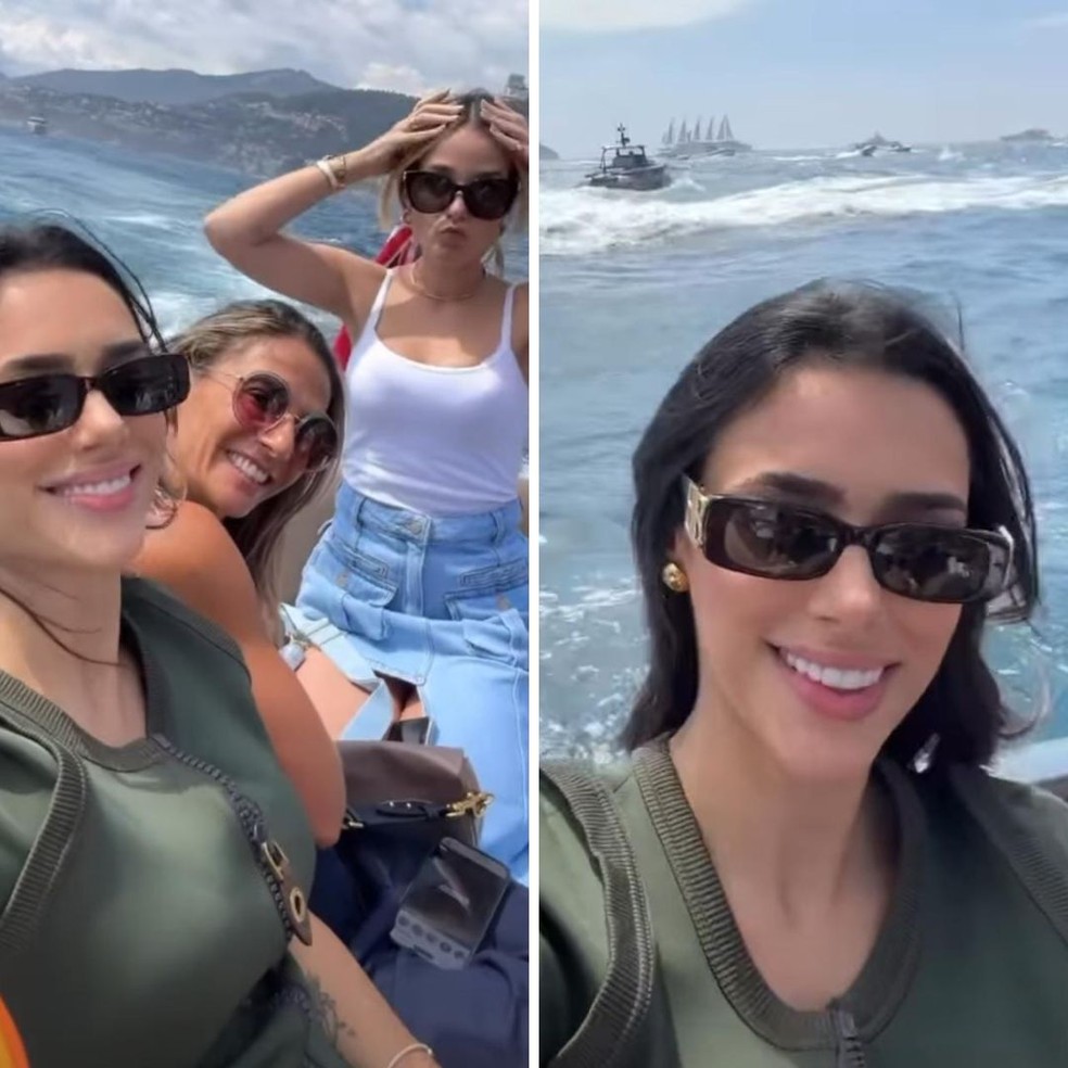 Bruna Biancardi faz passeio de barco após GP de Mônaco com Neymar — Foto: Reprodução/Instagram