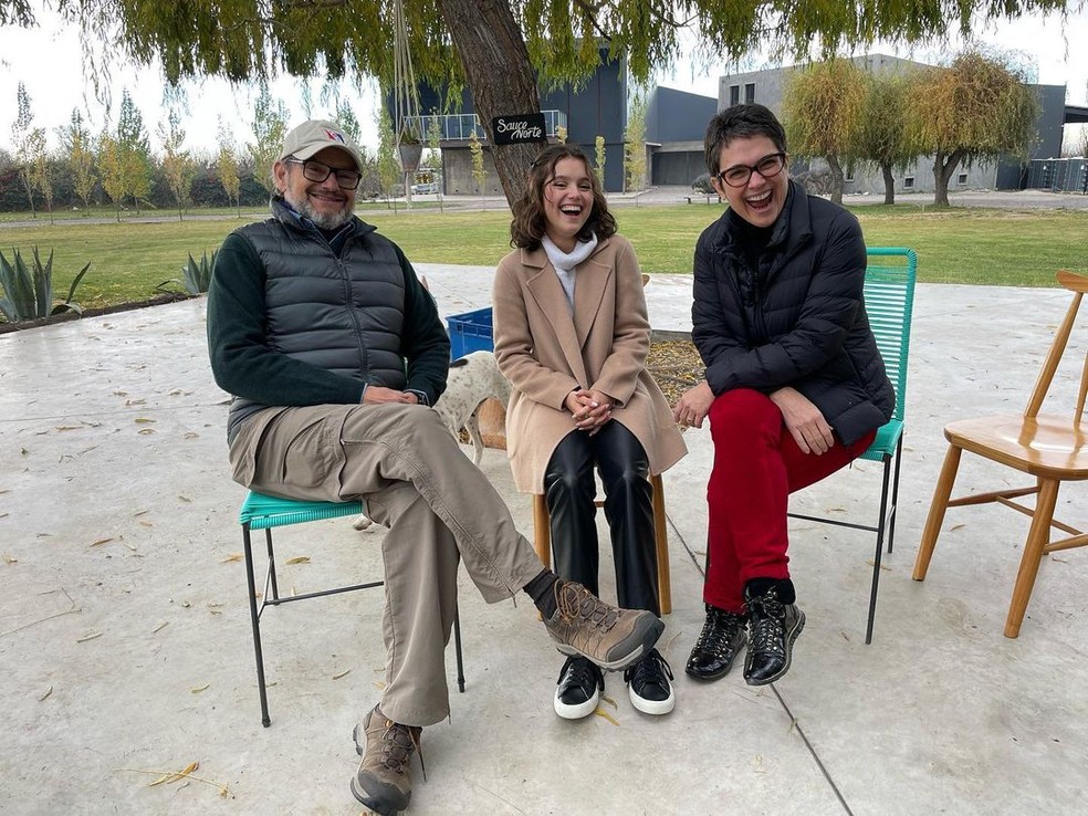 Ernesto Paglia, Elisa e Sandra Annenberg em viagem de aniversário da jornalista — Foto: Reprodução/Instagram