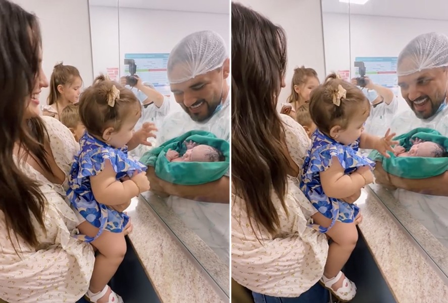 Rafa Kalimann mostra primeiro encontro da filha, Zuza, com sobrinha recém-nascida, Luísa
