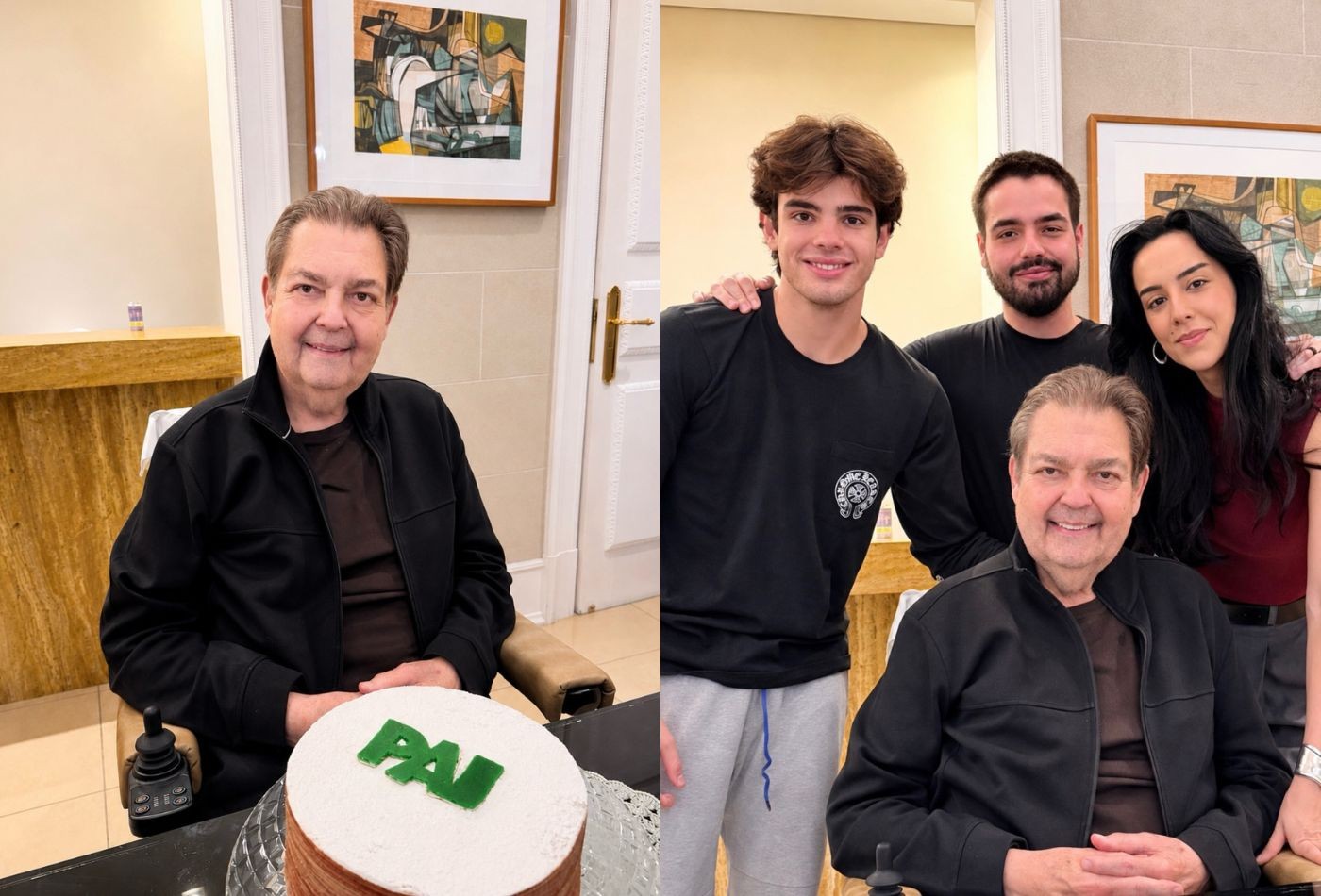 Ao lado dos irmãos, João Silva homenageia Faustão no Dia dos Pais: 'Grato por ter você aqui comigo'
