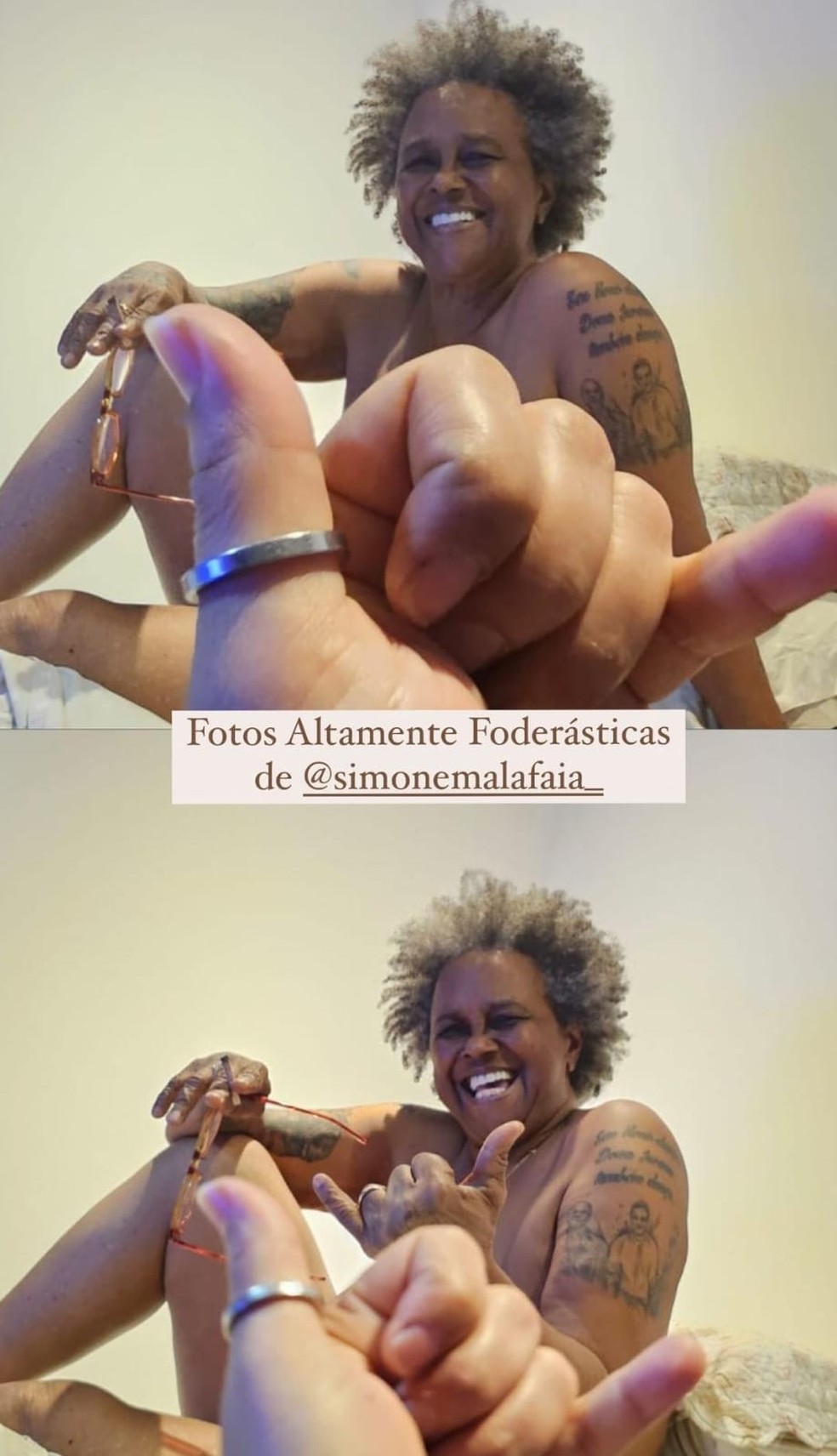 Sandra Sá posa nua para sua esposa — Foto: Reprodução/Instagram