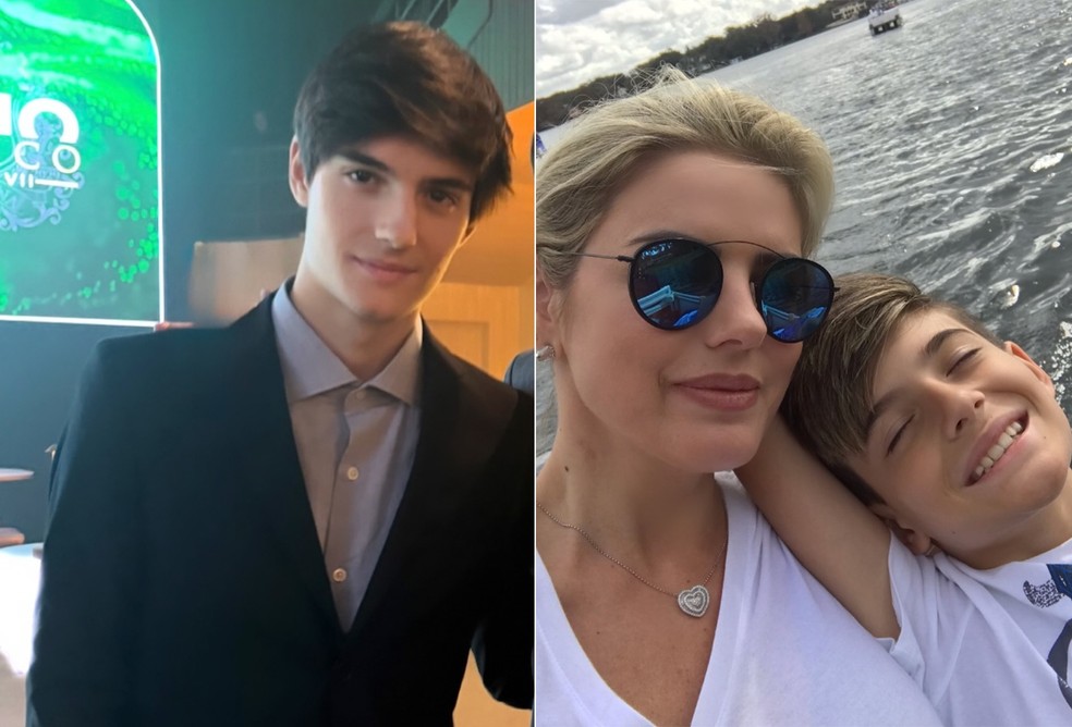 Záion, filho de Mari Alexandre e Fábio Jr, atualmente e em foto antiga — Foto: Reprodução/Instagram
