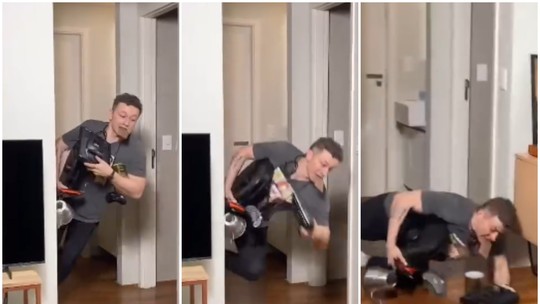 Lucas Lima se machuca ao cair durante gravação de conteúdo; vídeo