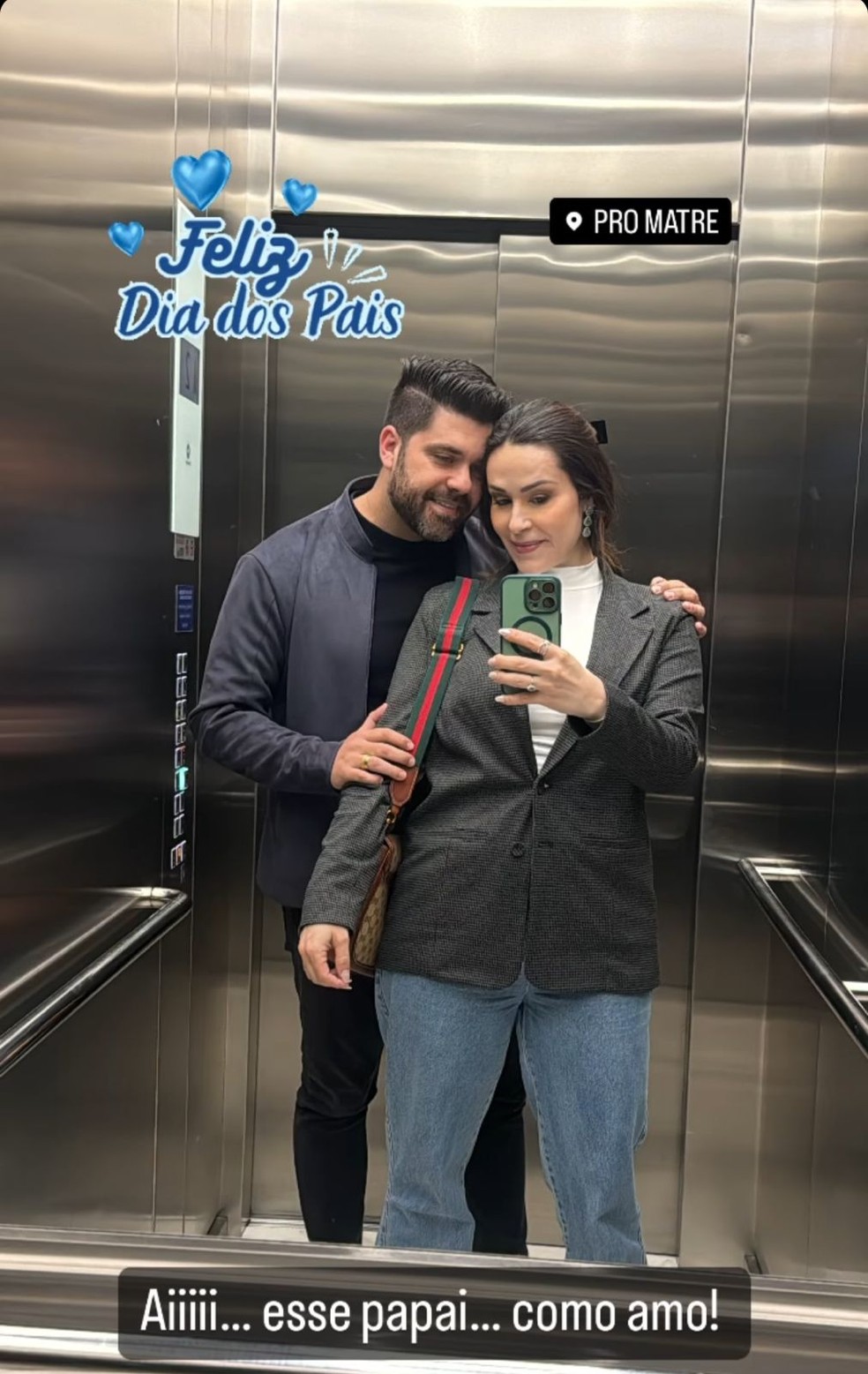 Nadja Haddad e marido comemoram Dia dos Pais no hospital com o filho — Foto: Reprodução/Instagram